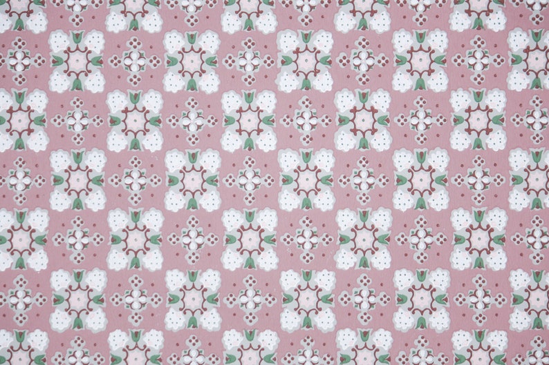 1950s Vintage Wallpaper by the Yard Geometric Wallpaper in Mauve and Gray image 1