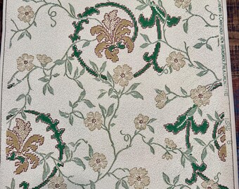 1900s Antique Brown Floral & Vines Wallpaper sold by the Yard
