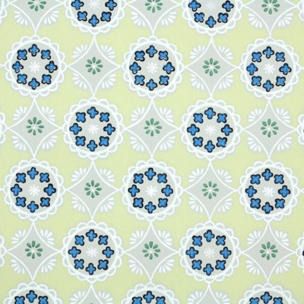 fond d’écran de vintage des années 1940 par yard - bleu et jaune géométrique