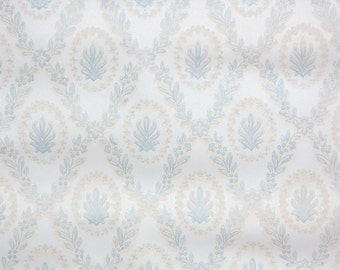 1950's Vintage Wallpaper - Blue White and Cream Damask