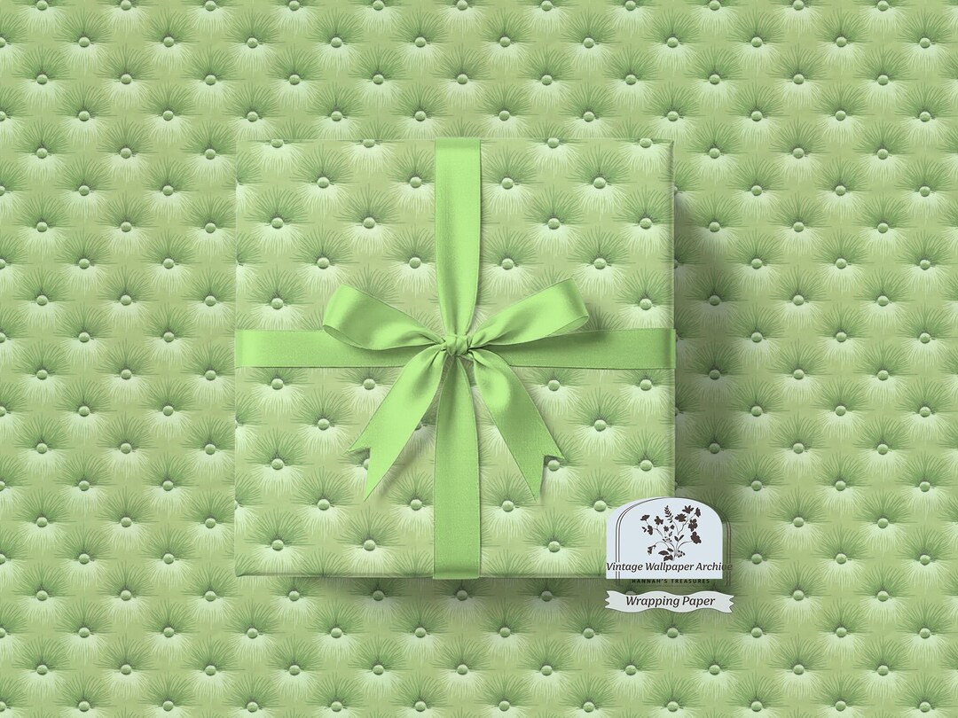 Green Button Tuft Wrapping Paper, Bridal Wedding Birthday Gift Wrap - Etsy