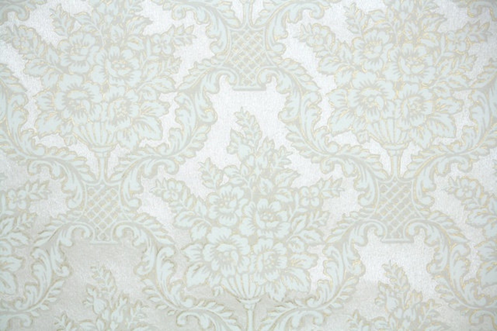 1940s Vintage Wallpaper by the Yard Pretty White Damask Etsy