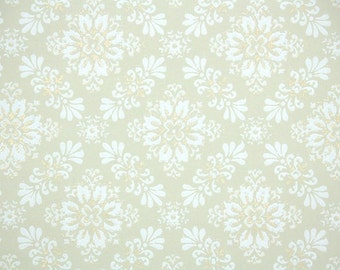 1940s Vintage Wallpaper by the Yard - Metallic Gold and White Geometric