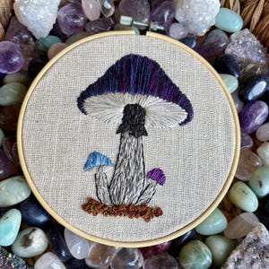 Mystical Mushroom Embroidery Hoop Art: Enchanted Forest Decor
