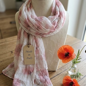 Italian Floral Scarf Cotton-Silk Blend