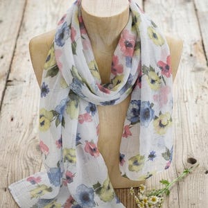 Italian Floral Scarf Cotton-Silk Blend