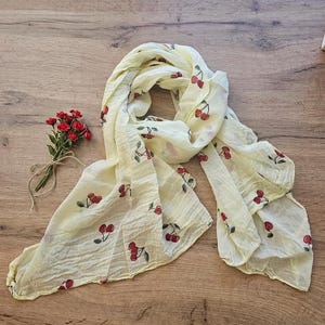 Italian Cherry Scarf Cotton-Silk Blend