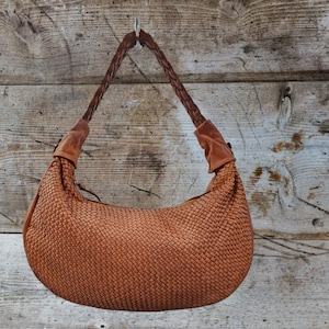 Zachte leren tas, geweven leren tas, handgemaakte leren tas voor dames, alledaagse schoudertas, als cadeau, Italiaanse tas, lederen handtassen