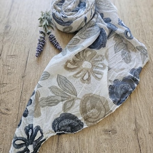 Italian Floral Scarf Cotton-Silk Blend