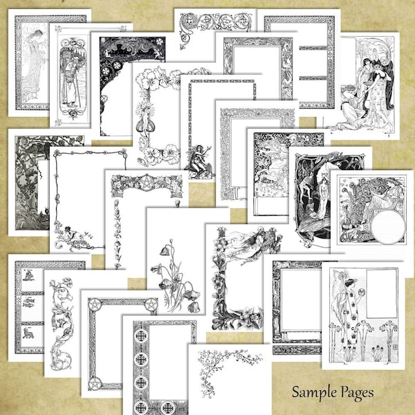 Over 200 Customizable, Printable Book of Shadows, Grimoire, or Spell Book Pages 8.5 x 11 inches (lined and unlined version)