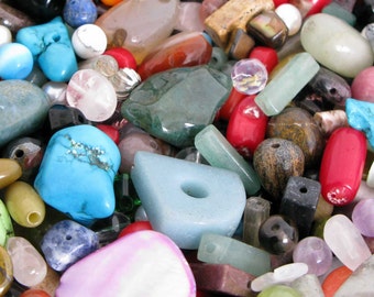 Mezcla de cuentas de piedras preciosas: gran variedad de cuentas de piedras preciosas, bolsa de 5 x 7,6 cm llena, inspiración para hacer joyas, surtido de cuentas, bolsa de cuentas mixtas