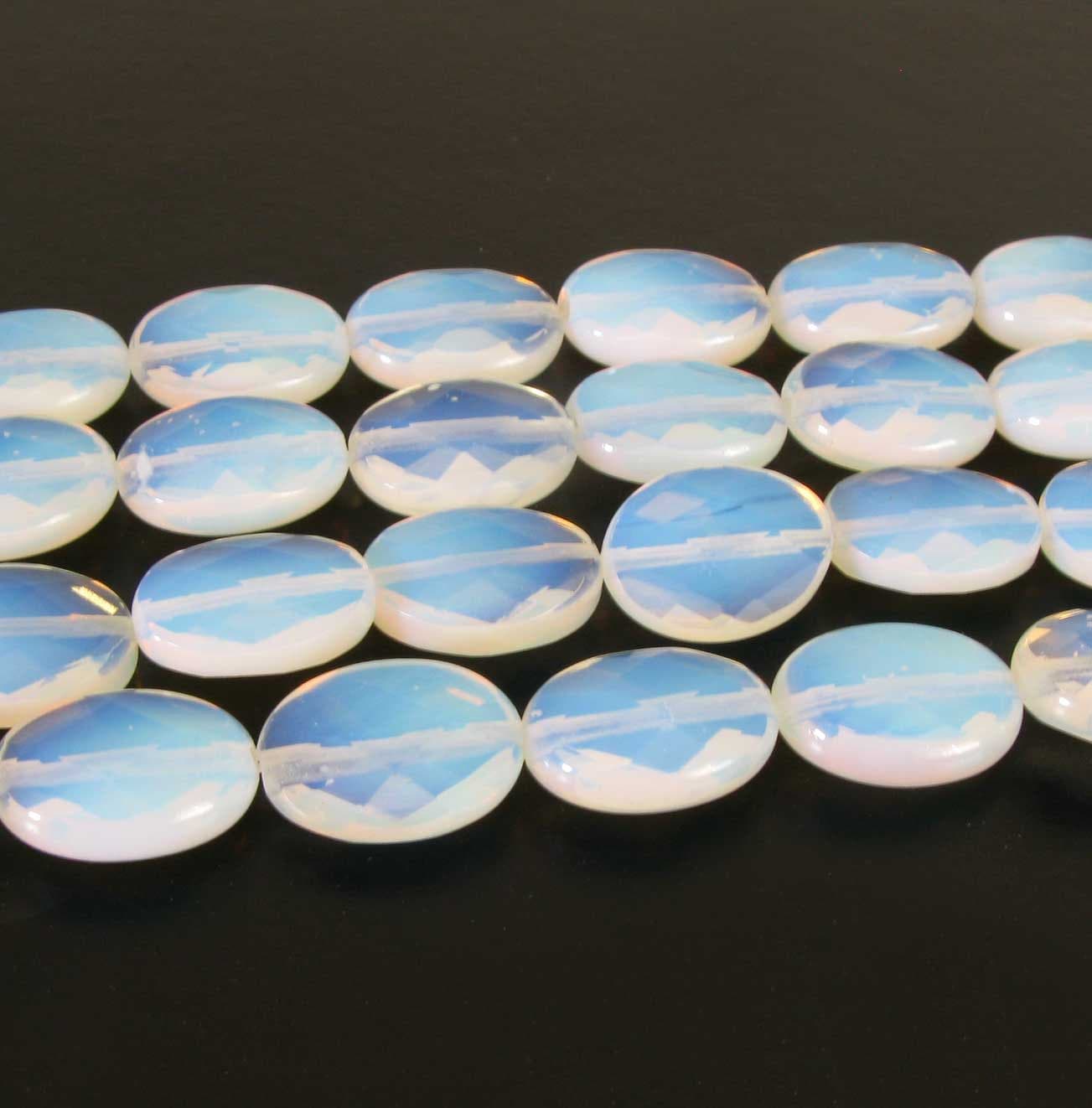 16mm Opalite Glass Beads 25 Beads 16mm Faceted Oval Beads | Etsy