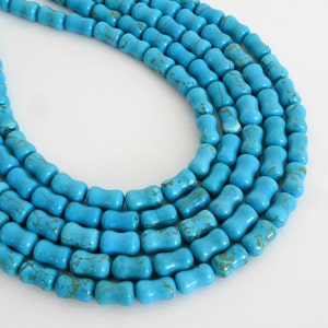 12mm Chalk Turquoise Dogbone Beads - 8 Beads - Chalk Turquoise Beads - Turquoise Beads, Blue Turquoise Beads, Turq208