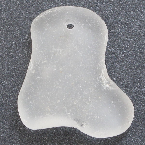 Drilled Sea Glass Boot Shaped Bead - 23x20mm, Unique Sea Glass Bead, Genuine Beach Glass, White Seaglass, Drilled Bead, One of a Kind