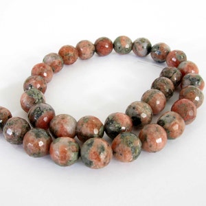 12mm Rhodochrosite with Pyrite, 12mm Faceted Round Rhodochrosite, Half Strand Pink Rhodochrosite with Pyrite, Unusual Gemstone Beads, Jas205