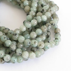 6mm Sesame Jasper Beads, Smooth 6mm Round Kiwi Jasper Beads, Natural Gemstone Beads, 6mm Sesame Jasper Round Beads, Full Strand, Jas234