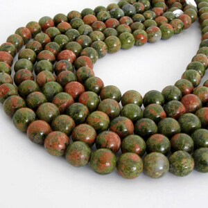Unakite Beads, 10mm Round Unakite Beads, Pink and Green Gemstone, 15 Inch Strand, 10mm Smooth Round, Una205