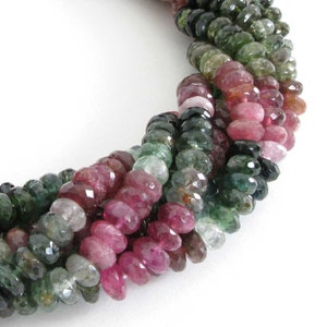 7mm Rondelles Tour200 Watermelon Tourmaline Genuine Pink and Green Tourmaline Tourmaline Beads Faceted Rondelles Multi Tourmaline