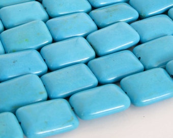 18mm Chalk Turquoise Rectangle Beads, Chalk Turquoise Beads - Full Strand Turquoise Beads, Turq211