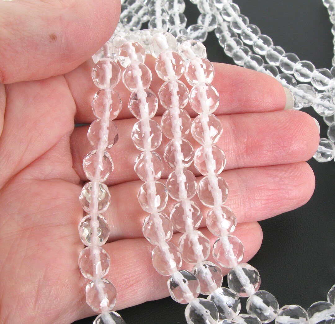 8mm Quartz Beads, 8mm Facted Clear Quartz Beads, 8mm Round Faceted