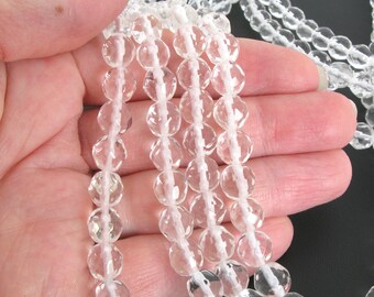 8mm Quartz Beads, 8mm Facted Clear Quartz Beads, 8mm Round Faceted Quartz Beads, Rock Crystal Quartz Beads, Qua217
