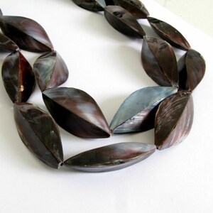 Natural Shell Beads, Pod Shaped Beads, 43mm Iridescent Shell Bead Strand, Unique Shell Beads, Genuine Shell, 16 Inch Strand, She210