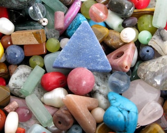 Mezcla de abalorios de piedras preciosas: gran variedad de abalorios de piedras preciosas, bolsa de 3x4" llena, inspiración para hacer joyas, surtido de abalorios, bolsa de abalorios mixtos