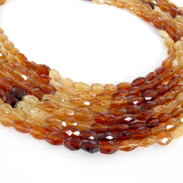 Hessonite Garnet Beads, Shaded Faceted Ovals, 3.5 Inch Strand, Orange Garnets, Faceted Shaded Ovals, Genuine Hessonite Garnets, Hess200