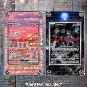 x2 Pokemon Mewtwo & Mew 151 Promo 052 et 053 vitrines personnalisées