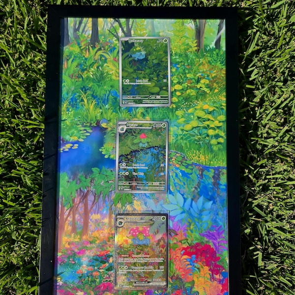 Pokemon 151 Bulbasaur, Ivysaur, Venusaur EX 8.5 x 14" Display Frame Extended Artwork Frame