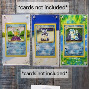 Pokemon Carapuce, Wartortle, Blastoise Base Set 2 dalles de vitrine personnalisées