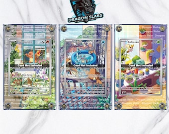 X3 Pokemon Bulbasaur Squirtle Charmander Stellar Crown Obsidian Flames SVG IR AR 050/049 Card Custom Display Cases Extended Artworks
