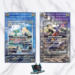 May include: Two trading card slabs featuring Pokemon cards. The left slab showcases a Cynthia's Roserade card, while the right one displays a Cynthia's Garchomp EX card. Both cards are encased in protective slabs with the "Dragon Slabs" logo.