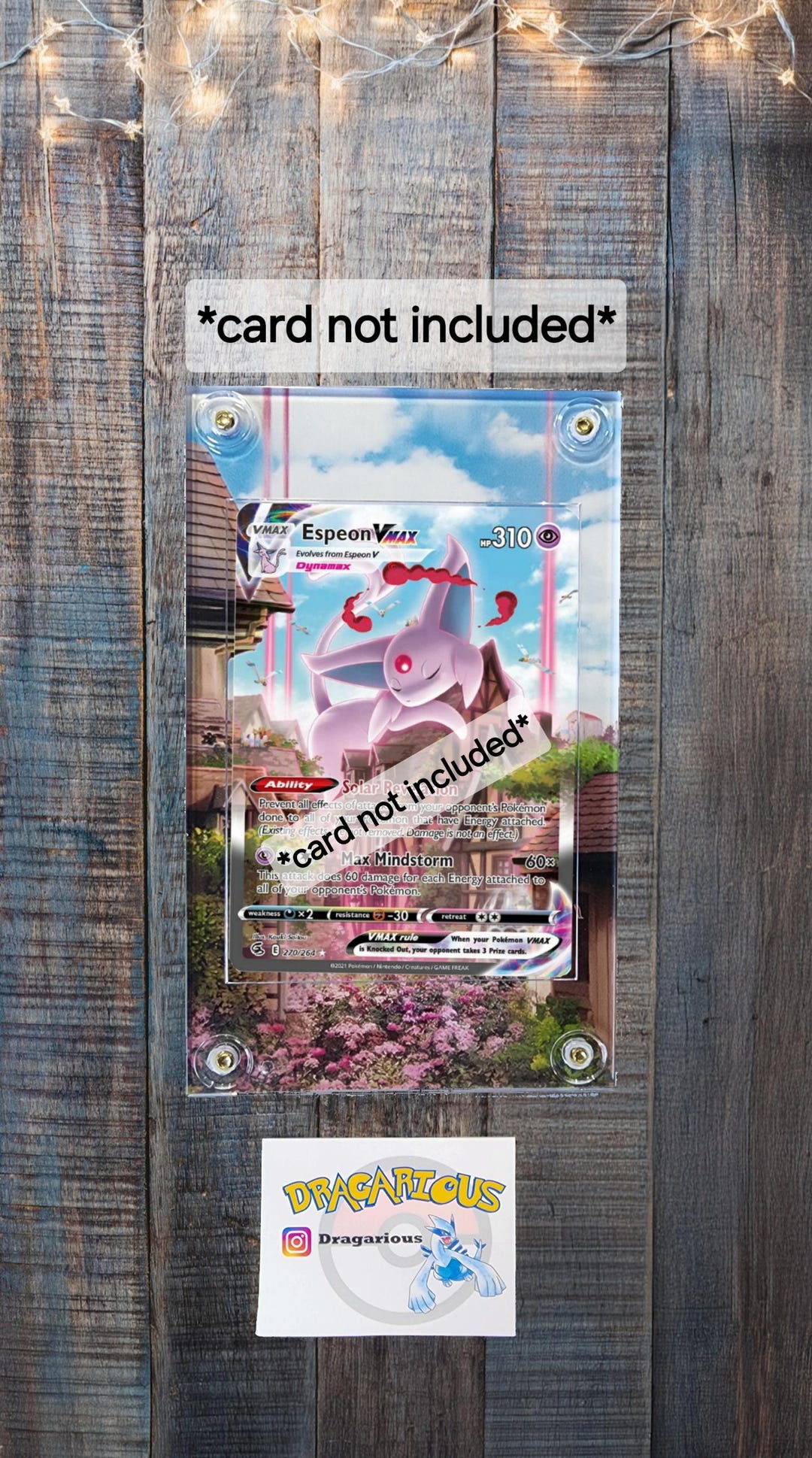Pokemon Espeon Vmax Alt Art 247 SWSH Fusion Strike Custom Display Case ...