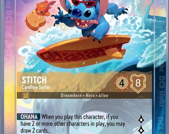 Disney Lorcana Stitch Carefree Surfer 206/204 Chapter 1 Enchanted