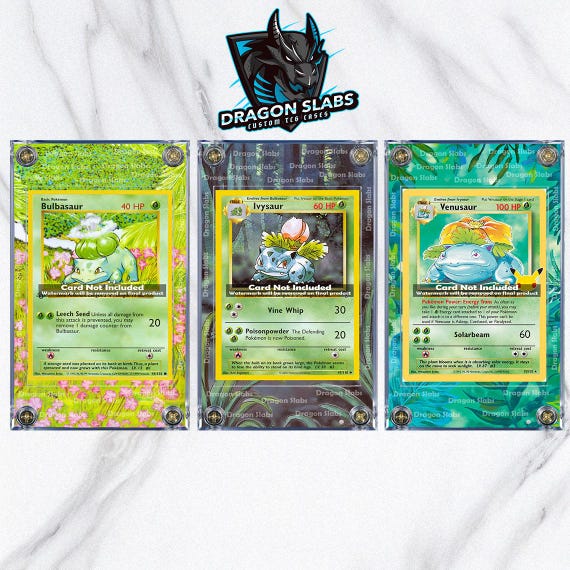 X3 Pokemon Bulbasaur Ivysaur Venusaur Base Set Extended Artwork Cases - Etsy