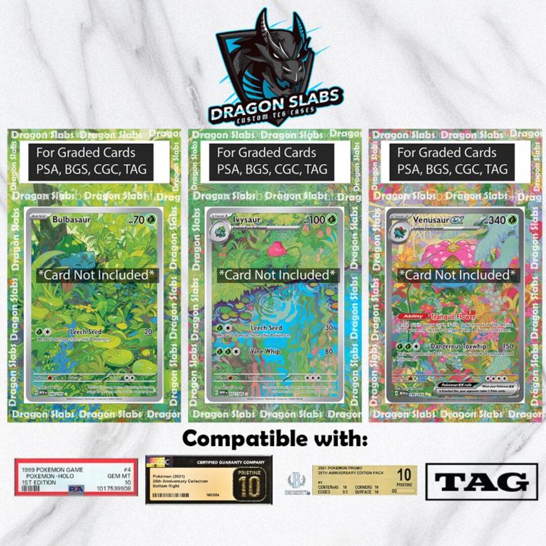 X3 Bulbasaur 166, Ivysaur 167, Venusaur EX 198/165 PSA Bgs CGC Tag