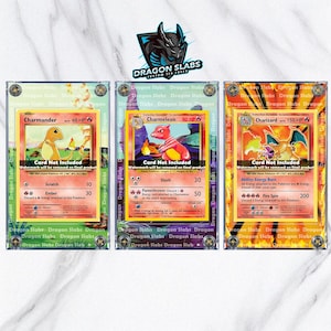 Pokemon Charmander, Charmeon, Charizard Base Set 2 Custom Display Cases Extended Artwork