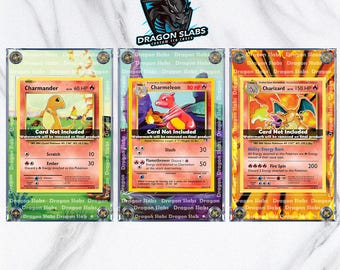 Pokemon Charmander, Charmeon, Charizard Base Set 2 Vetrine personalizzate con illustrazioni estese