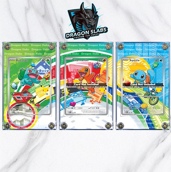 charmander bulbasaur and squirtle gold pokemon card Charmander, Bulbasaur & Squirtle GX 3/99 HP140 Gold Foil Fan Art Display Card