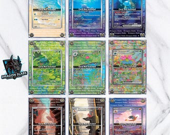 X9 Pokemon 151 Starters Display Extended Art Cases - Charmander, Charmeleon, Charizard, Squirtle, Wartortle, Blastoise, Bulbasaur, Venusaur