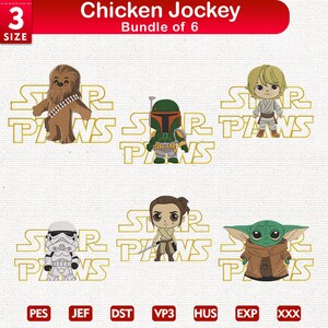 6 Cartoon War Movie Characters Embroidery Bundle, Television Series Embroidery Bundle, Sience Fiction Movie Characters, Instant Download
