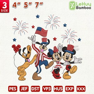 4. Juli Stickdatei, Maus Cartoon und Freund Stickdatei, Maus Cartoon 4.Juli Stickdatei, Instant Download