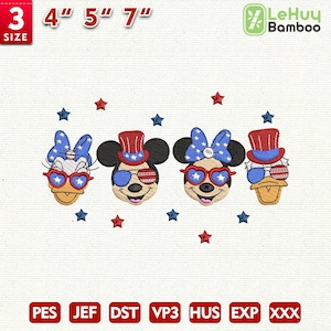 4th Of July Embroidery Design, Mouse Cartoon And Friend Embroidery Design, Just Chill The Fourth Out Embroidery Design, Instant Download