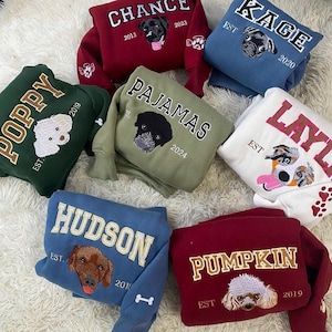 Custom Pet Photo Sweatshirt, Custom Cat Embroidered Sweatshirt, Custom Pet shirt, Personalized Embroidered Shirt