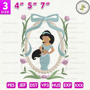 Magical Kingdom Princess Flowers Embroidery Design, Princess Cartoon Embroidery Design, Princess Cartoon Embroidery, Instant Download