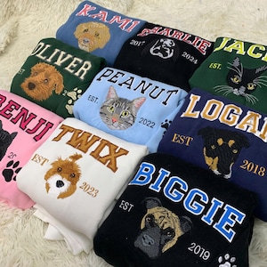 Custom Cat Embroidered Sweatshirt, Custom Pet shirt, Custom Pet Photo Sweatshirt, Personalized Embroidered Shirt
