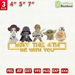 May The 4th Be With You Embroidery, Movie Cartoon Embroidery, Stars Movie Embroidery Design, Instant Download