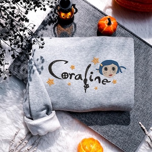 Scary Doll Halloween Embroidered Shirt, Horror Doll Cartoon Movie Shirt, Halloween 3D Doll Embroidered Tee, Cartoon Character Hoodie