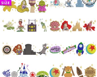 7+ Embroidery Cartoon Bundle, Movie Cartoon Embroidery Bundle, Magic Kingdom Embroidery Bundle, Instant Download